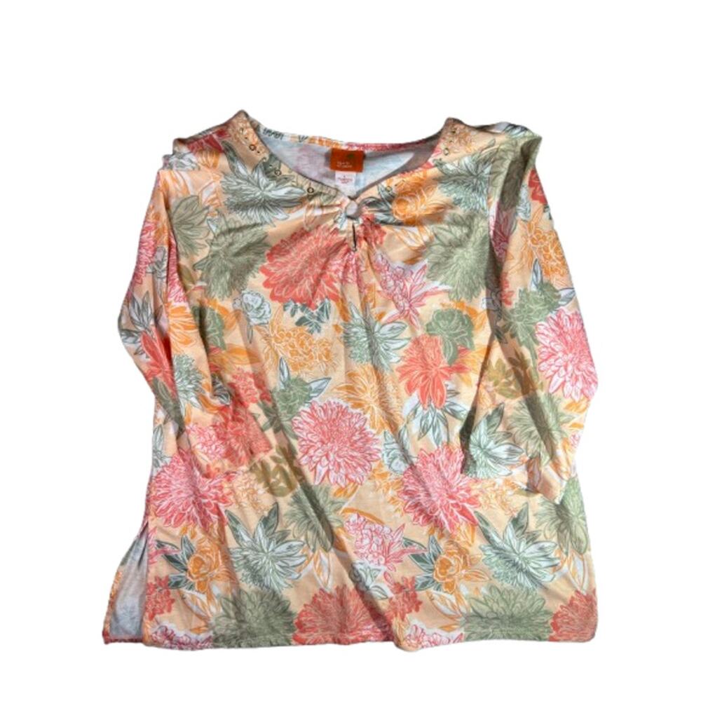 Hearts of Palm floral print shirt womens L